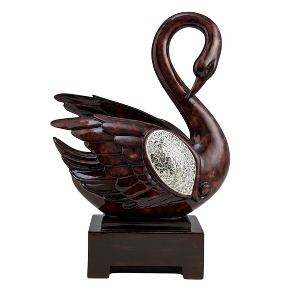 ORE International Cherry Brown Polyresin and Glass Swan Tabletop Decoration