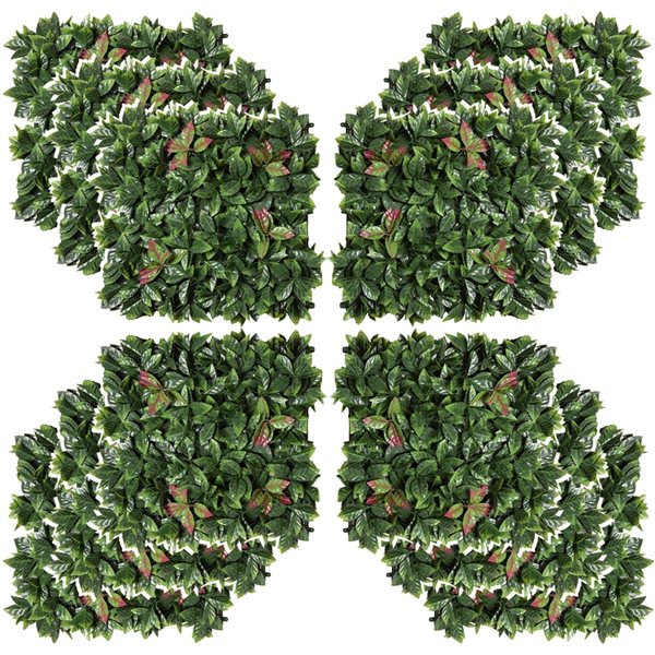 Panneaux de Photinia Serrulata artificiels verts de 20 po x 20 po par Outsunny, 12 pièces