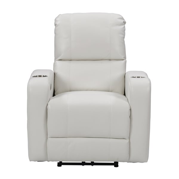 CorLiving Oren White Faux Leather Powered Reclining Recliner