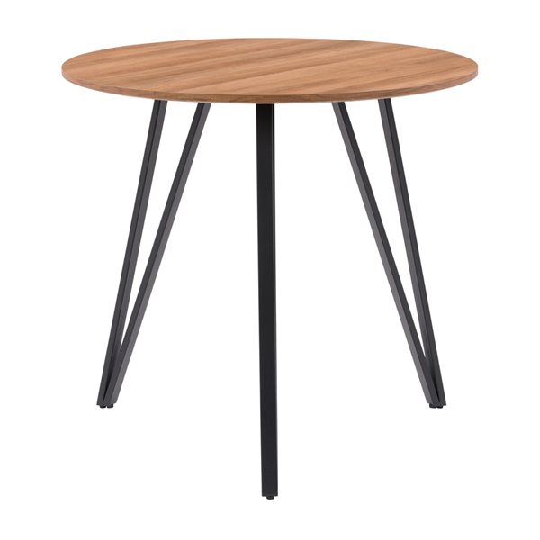 CorLiving Lennox Brown Composite Round Top with Metal Black Leg Dining Table