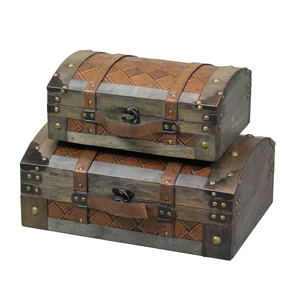 Coffre de rangement en bois brun par Vintiquewise de 16 po x 17,75