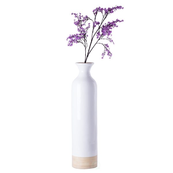 Uniquewise Glossy White Bamboo Large Floor Vase