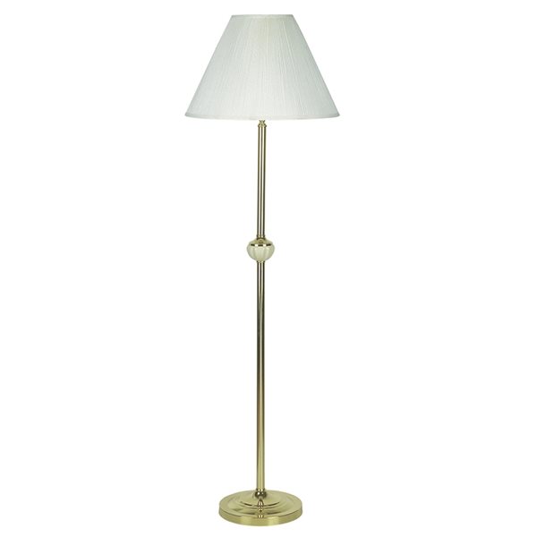 ORE International 60-in Brass Standard Floor Lamp with Ivory Shade ...