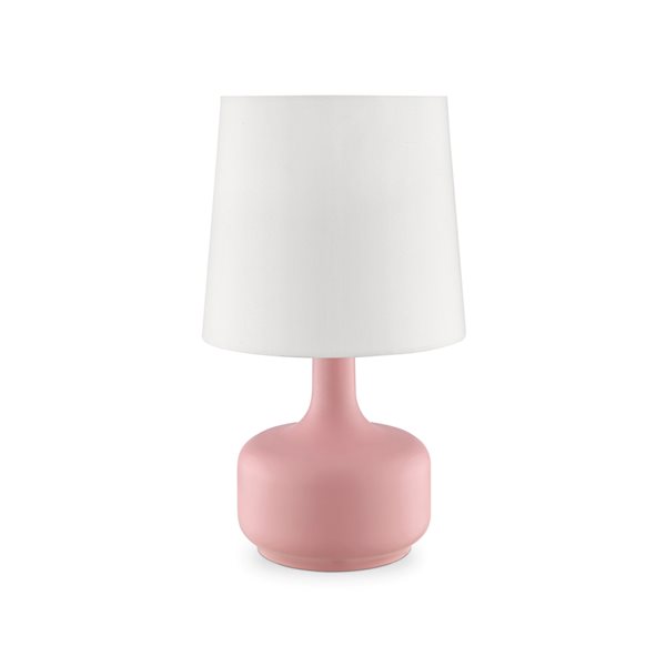 Lampe de table Cheru par ORE International rose de 17,25 po tactile avec abat-jour en tissu