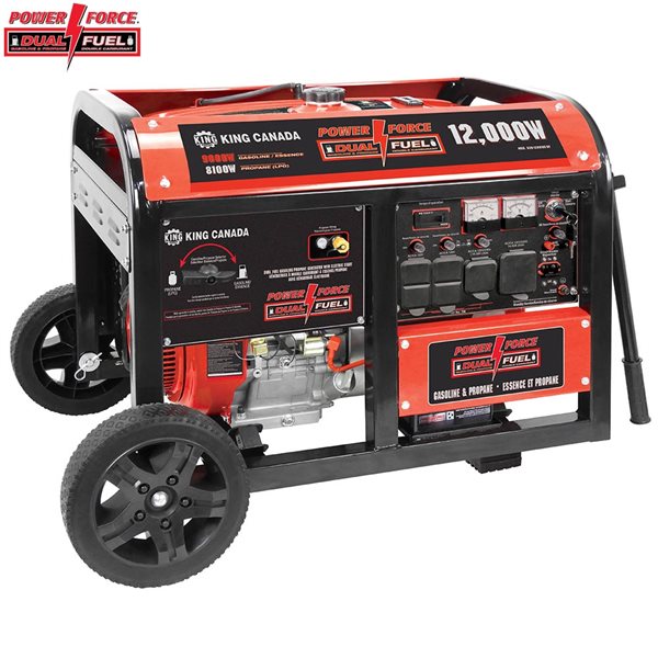 King Canada Power Force 12,000 W Gasoline/Propane Generator with Electric Starter