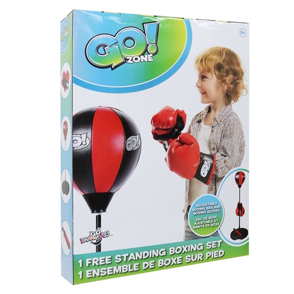 Sac de Boxe pour Enfants avec Base Et Gant Punching Ball Réglable