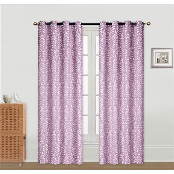 IH Casa Decor 96-in Pink Polyester Semi-Sheer Not Lined Curtain Panel Pair