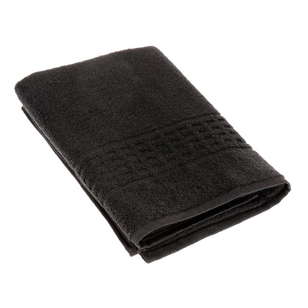 Serviettes de bain Basketweave par IH Casa Decor en coton noir de 30 po x 60 po, ensemble de 2