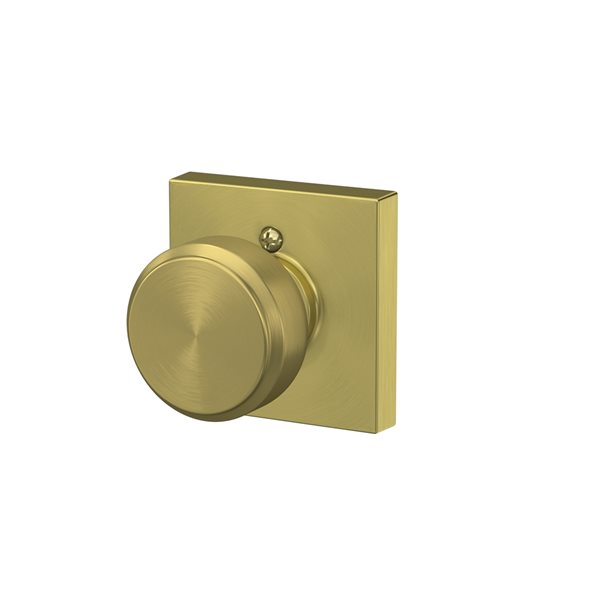 Schlage F Series Bowery Satin Brass No Deadbolt Privacy Door Knob