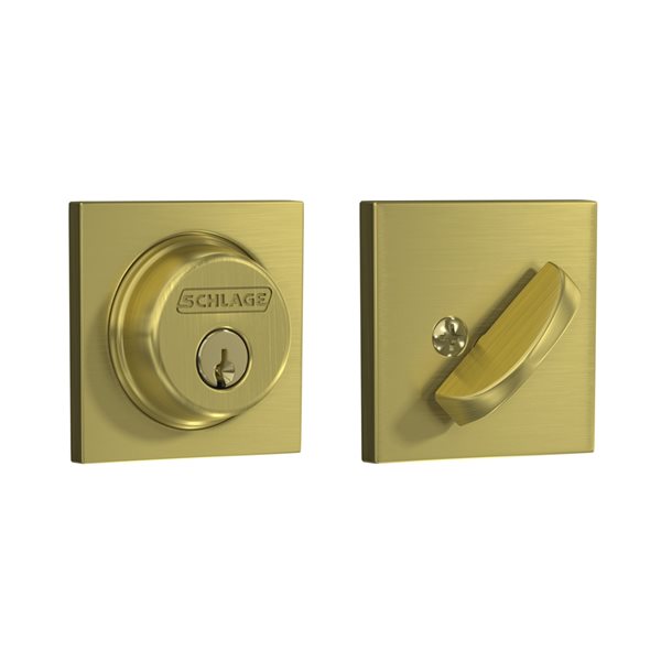 Schlage B Series Collins C Satin Brass Traditional Single Cylinder Deadbolt  177978