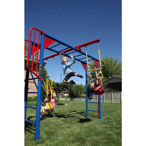 LIFETIME Monkey Bar Adventure Swing Set with 9 Foot Wavy Slide 90177