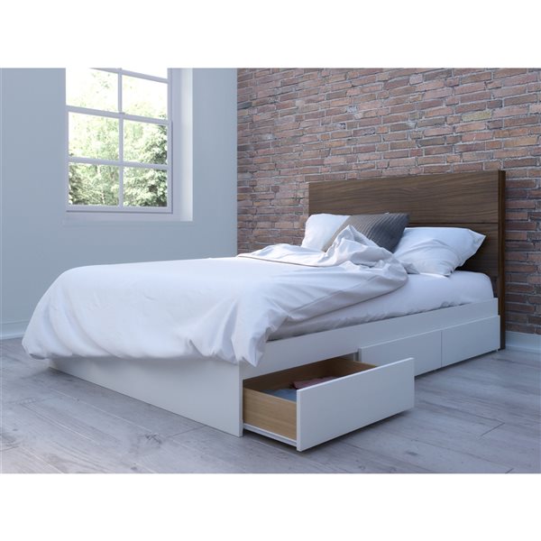 Nexera 2 Piece Full Bedroom Set - White and Walnut