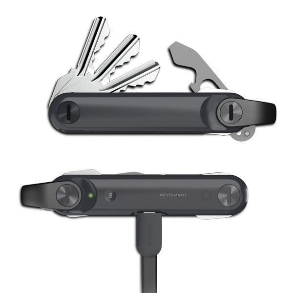 Porte-clés connecté gris ardoise sans fil et compact Max par KeySmart avec localisateur Tile