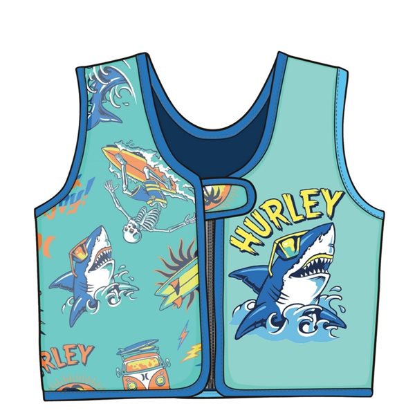 Hurley Neoprene Zip Up Swim Training Vest with Shark Design 1545001F