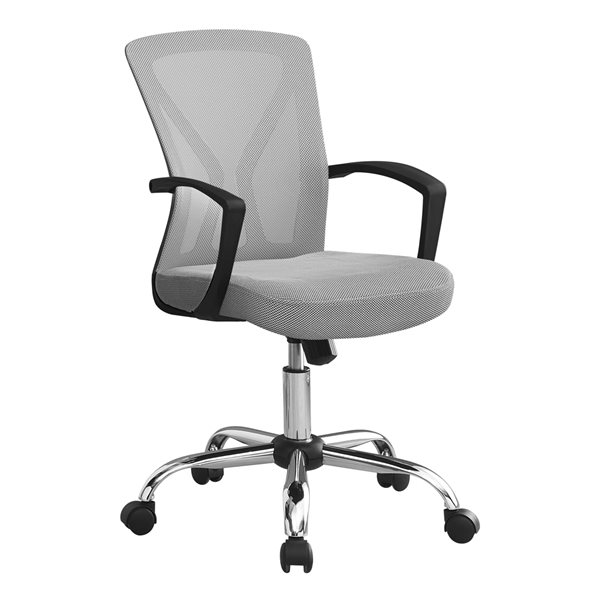 Monarch Specialties Contemporary Ergonomic Adjustable Height Swivel Desk  Chair - Grey