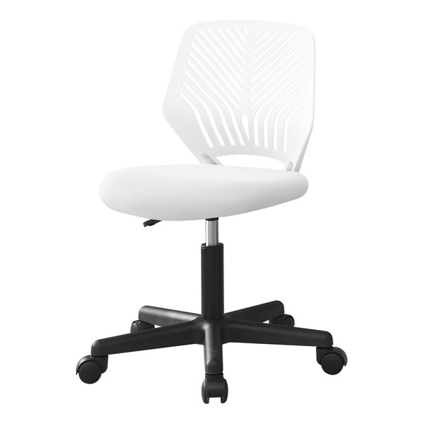 Chaise de bureau contemporaine Monarch Specialties ergonomique et pivotante à hauteur réglable, blanc