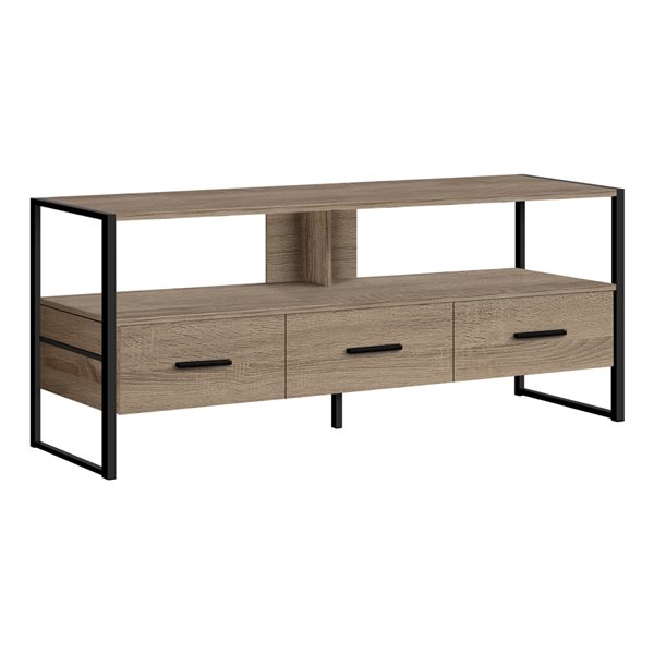 Monarch Specialties 48-in Dark Taupe Faux Wood TV Stand