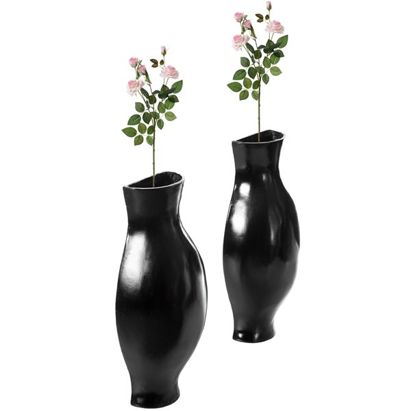 Uniquewise 24.5-in x 11-in Black Fibreglass Vases - Set of 2
