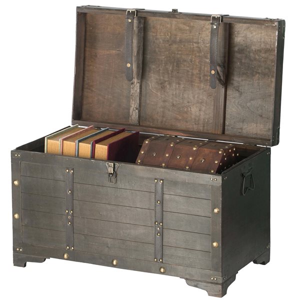 Coffre de rangement Vintiquewise en bois brun antique de 12 po avec cadenas  QI003026.LK