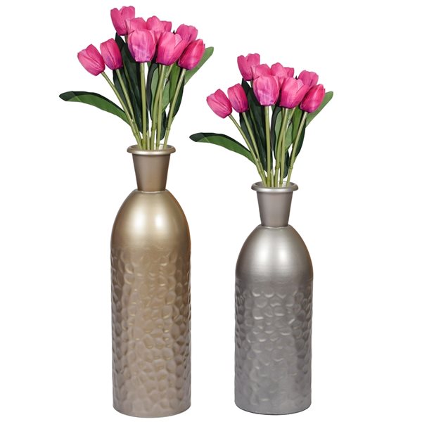 Uniquewise 15.75-in x 4.75-in Aluminium Vases - Set of 2