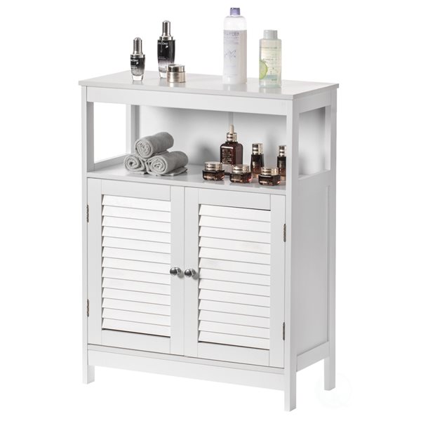 Basicwise 23.5-in W x 31.5-in H x 11.5-in D White MDF Freestanding Linen Cabinet