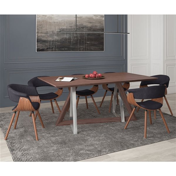 !nspire Walnut/Charcoal Grey Dining Room Set with Rectangular Table 7