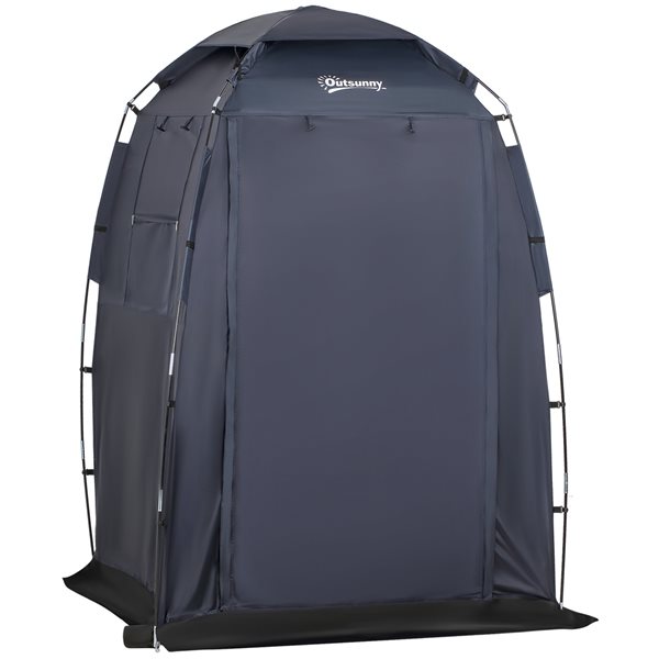 Shower tent with outlet floor