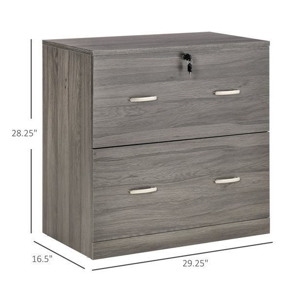 Meuble-classeur mobile de couleur chêne à 2 tiroirs Vinsetto de 31 1/2 po x  28 1/4 po avec rangement ajustable 924-034AK