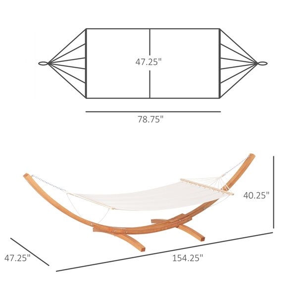 Support pour hamac en bois naturel par Outsunny de 10 pi 8 po 84A