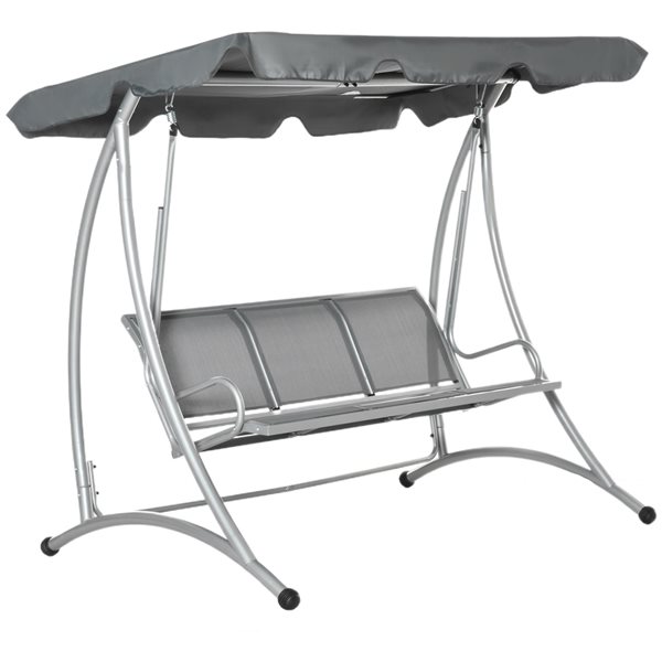 Outsunny 3 person steel outdoor online patio swing chair with adjustable canopy