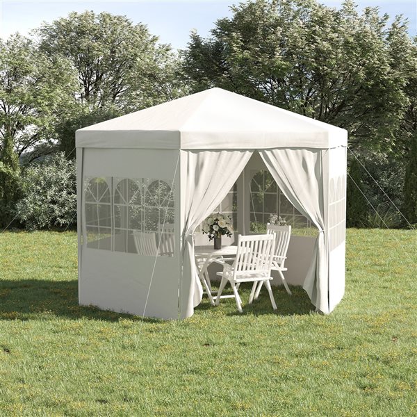 Abri soleil hexagonal blanc pour réception par Outsunny de 13 pi 84C ...