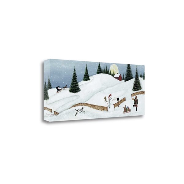 Tangletown Fine Art "Christmas Valley Snowman" by David Carter Brown Frameless 16-in x 40-in Canvas Print