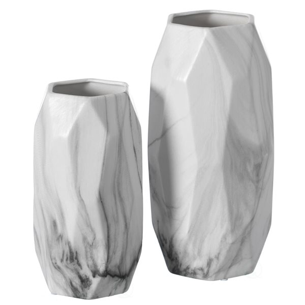 Vases irréguliers Uniquewise en céramique blanche de 9 po x 6 po, ensemble de 2