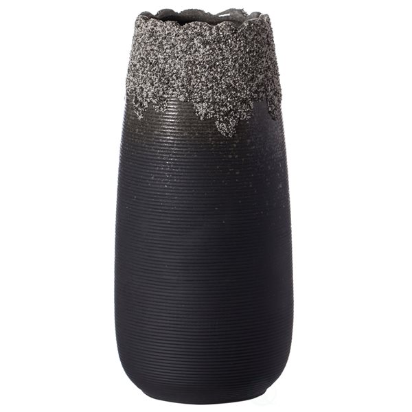 Uniquewise 8-in x 4-in Black Ceramic Vase