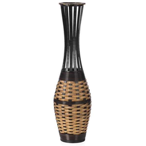Vase Uniquewise en bambou noir de 33 po x 9,5 po