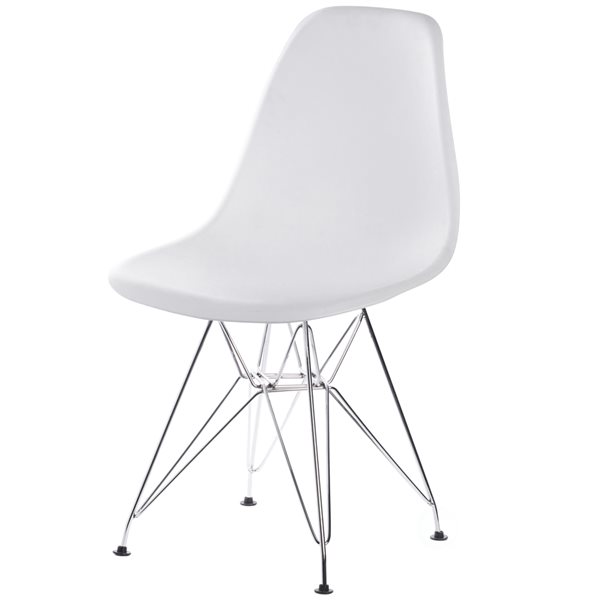 Chaise d'appoint contemporaine blanche par Fabulaxe avec cadre en métal