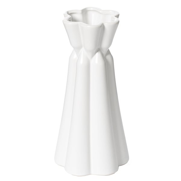 Fabulaxe 7-in x 3.5-in White Ceramic Flower Vase