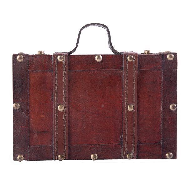 Vintiquewise 8-in Antique Brown Wood Suitcase