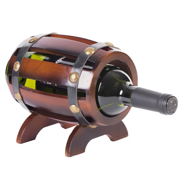 Armoire à vin Vintiquewise en forme de tonneau brun en bois pour