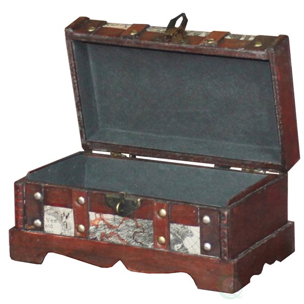 Coffre de rangement Vintiquewise en bois brun antique de 9 po avec