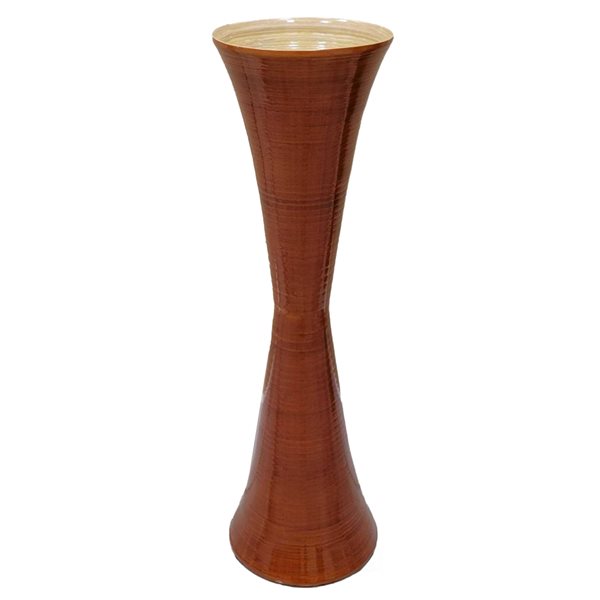 Vase en forme de sablier Uniquewise en bambou rouge de 27 po x 8 po