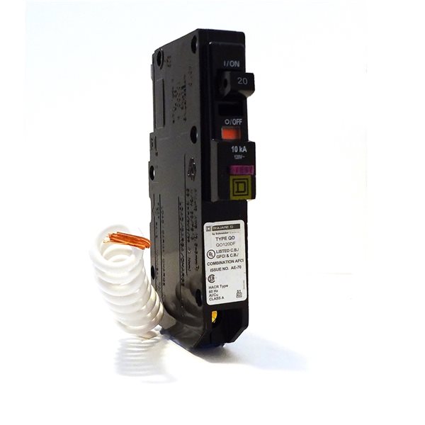 Square D QO 20Amp Single Pole AFCI Pigtail Circuit Breaker QO120DF