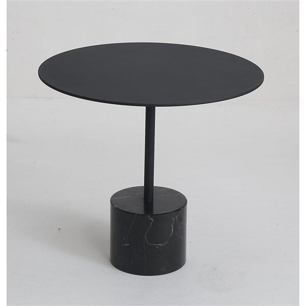 Table d'appoint ronde en métal noir Ethan par Gfurn de 17 po