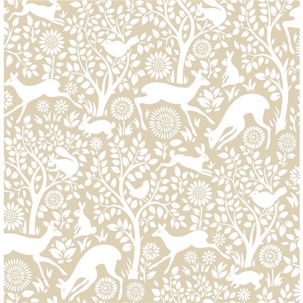 NuWallpaper 30.75 sq. Ft. Cream Merriment Vinyl Self adhesive Peel