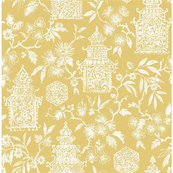 Papier peint autocollant floral jaune par NuWallpaper de 30,75 pi177