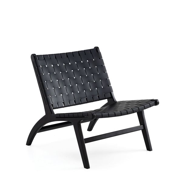 Chaise d'appoint moderne Maintenon par Manhattan Comfort en similicuir noir