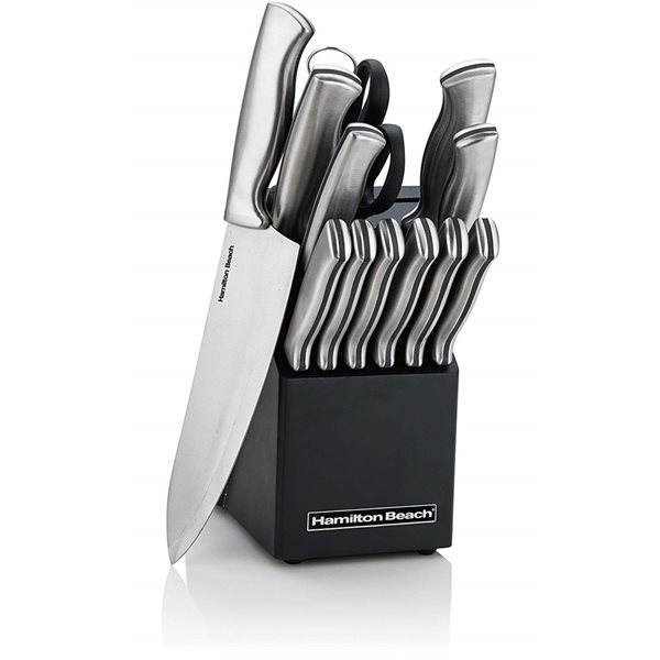 Hamilton Beach, Stainless Steel, 4-Piece Knife Set, w/ Bamboo Box, &  Cutting Board