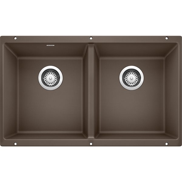 Évier de cuisine à 2 cuves en composite de granit café sous-comptoir par American Imaginations de 18 po x 32 po