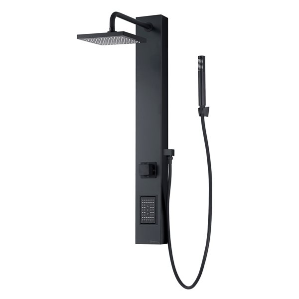 akuaplus® 3-setting Matte Black Shower System with Diverter - No Valve
