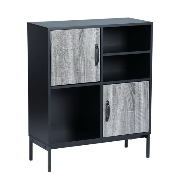 FurnitureR Urfer 28in W Black/Grey Composite Wood Credenza